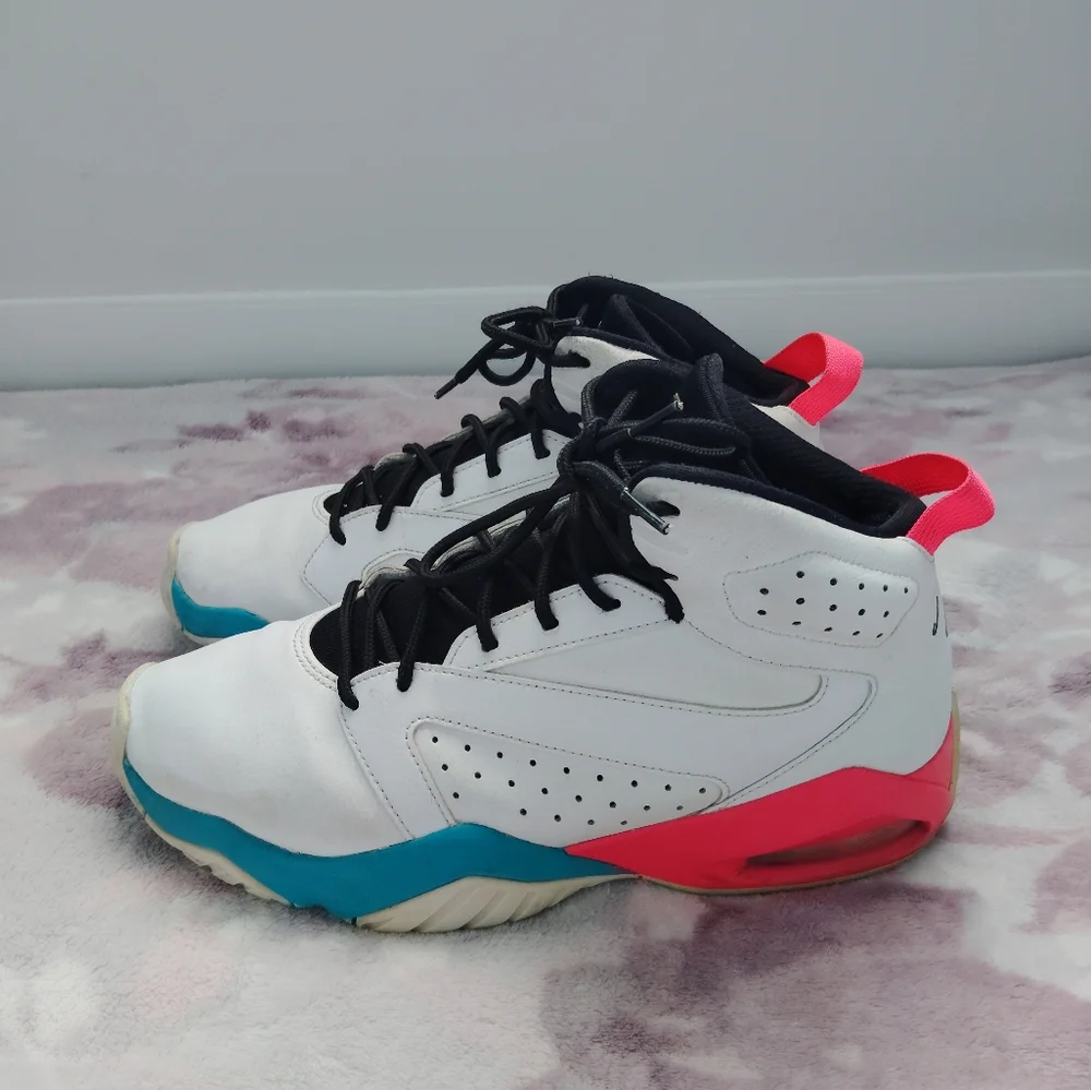 Nike Jordan Lift Off Sneakers in White with Pink and Blue Accents - Picture 6 of 7
